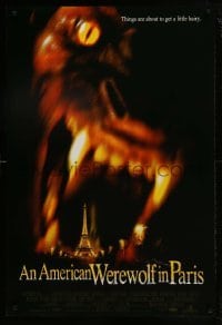 1z326 AMERICAN WEREWOLF IN PARIS DS 1sh 1997 horror image of giant werewolf & Eiffel Tower!
