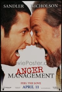 1z327 ANGER MANAGEMENT teaser DS 1sh 2003 Adam Sandler & Jack Nicholson face off!