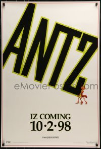 1z332 ANTZ advance 1sh 1998 Woody Allen, computer insects, iz coming 10-2-98!
