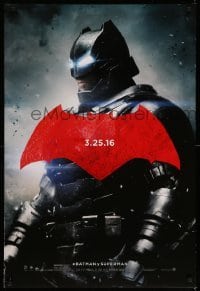1z372 BATMAN V SUPERMAN teaser DS 1sh 2016 cool image of armored Ben Affleck in title role!