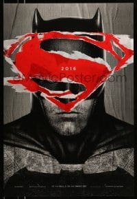 1z370 BATMAN V SUPERMAN teaser DS 1sh 2016 cool close up of Ben Affleck in title role under symbol!