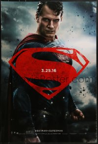 1z374 BATMAN V SUPERMAN teaser DS 1sh 2016 waist-high image of Henry Cavill in title role!