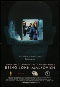 1z388 BEING JOHN MALKOVICH DS 1sh 1999 Spike Jonze directed, John Cusack, Diaz, wacky door in head!