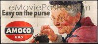 1z047 AMOCO style A billboard 1950s artwork of woman pulling a penny out of a coin purse!