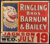 1z144 RINGLING BROS BARNUM & BAILEY 28x41 circus poster 1950s great artwork of laughing clown!