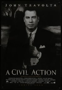 1z442 CIVIL ACTION advance DS 1sh 1998 portrait of John Travolta as attorney for leukemia victims!