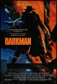 1z469 DARKMAN DS 1sh 1990 directed by Sam Raimi, cool Alvin art of masked hero Liam Neeson!