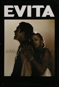 1z501 EVITA teaser DS 1sh 1996 great image of Madonna as Eva Peron and Antonio Banderas embracing!