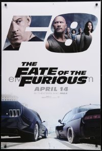1z509 FATE OF THE FURIOUS teaser DS 1sh 2017 Vin Diesel, Dwayne Johnson, cars at the starting line!