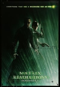 1z726 MATRIX REVOLUTIONS teaser DS 1sh 2003 Keanu Reeves as Neo & Carrie-Anne Moss as Trinity w/guns
