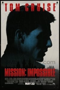 1z737 MISSION IMPOSSIBLE advance 1sh 1996 cool silhouette of Tom Cruise, Brian De Palma directed!