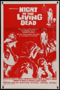 1z754 NIGHT OF THE LIVING DEAD 1sh R1978 George Romero zombie classic, lust for human flesh!