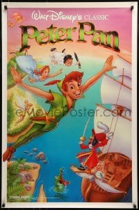 1z772 PETER PAN 1sh R1989 Walt Disney animated cartoon fantasy classic, great flying art!