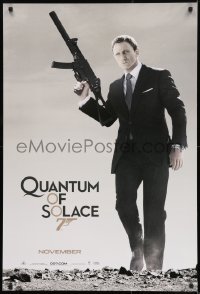 1z793 QUANTUM OF SOLACE teaser 1sh 2008 Daniel Craig as Bond with silenced H&K UMP submachine gun!