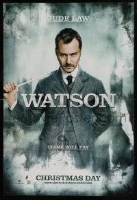 1z841 SHERLOCK HOLMES teaser DS 1sh 2009 Guy Ritchie directed, Jude Law as Dr. Watson!