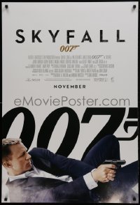 1z854 SKYFALL int'l advance DS 1sh 2012 November style, Craig as James Bond shooting gun!
