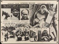 1z207 LOVE LIFE OF A GORILLA 33x44 special poster R1938 Major Frank Brown African wildlife documentary!