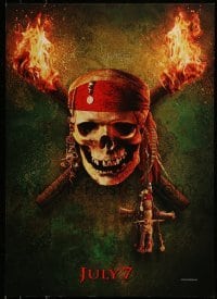 1z090 PIRATES OF THE CARIBBEAN: DEAD MAN'S CHEST 20x28 special poster 2006 image of skull & torches!