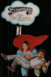 1z036 SUPERMAN III 2-sided 21x30 mobile 1983 art of Reeve flying w/Pryor by Salk!