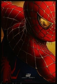 1z879 SPIDER-MAN 2 teaser DS 1sh 2004 July 2004 style, image of Tobey Maguire in the title role!