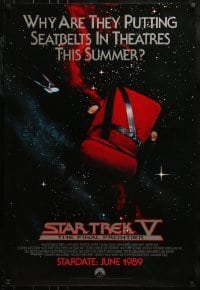 1z890 STAR TREK V advance 1sh 1989 The Final Frontier, image of theater chair w/seatbelt!
