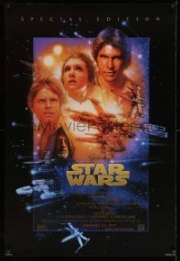 1z898 STAR WARS style B advance 1sh R1997 George Lucas classic sci-fi epic, art by Drew Struzan!