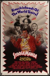 1z904 STOOGEMANIA 1sh 1985 art of Moe, Larry & Curly, knuckleheads of the world unite!