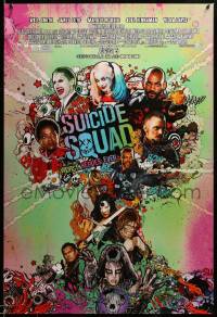 1z912 SUICIDE SQUAD advance DS 1sh 2016 Smith, Leto as the Joker, Robbie, Kinnaman, cool art!