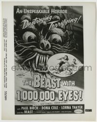 2a171 BEAST WITH 1,000,000 EYES 8x10.25 still 1955 Kallis art of the wacky monster on the 1-sheet!