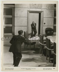 2a187 BIG CLOCK 8.25x10 still 1948 Charles Laughton trapped in the board room pointing gun!