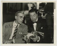 2a282 CHARLIE CHAN AT THE OPERA candid 8x10 still 1936 Warner Oland & Boris Karloff w/script on set!