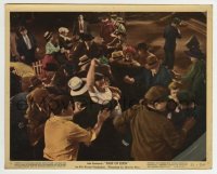 2a054 EAST OF EDEN color 8x10 still #1 1955 James Dean in white T-shirt caught up in stampeding mob!
