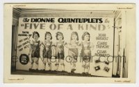 2a011 FIVE OF A KIND 2.75x4.5 photo 1938 theater display w/ gigantic poster of Dionne Quintuplets!