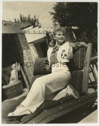 2a538 IRENE MANNING 7x9 still 1944 great close portrait lounging outdoors at home by Bert Six!