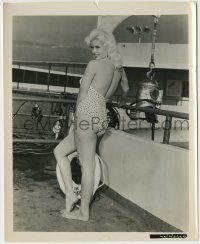 2a559 JAYNE MANSFIELD 8.25x10 still 1950s in sexy polka dot swimsuit on ship by diving helmet!