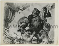 2a682 MIGHTY JOE YOUNG 8x10.25 still 1949 art of ape fighting lions while holding girl by Widhoff!