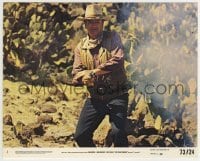 2a090 TRAIN ROBBERS 8x10 mini LC #4 1973 great c/u of John Wayne shooting his gun by cactus!