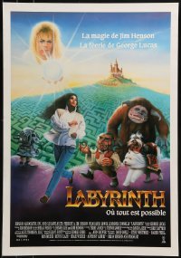 2b796 LABYRINTH Belgian 1986 Jim Henson, art of David Bowie & Jennifer Connelly by Cliff Miller!