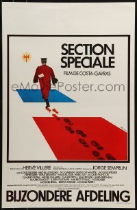 2b835 SPECIAL SECTION Belgian 1975 Costa-Gavras, art of man walking on French flag by Ferracci!