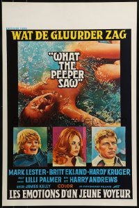 2b851 WHAT THE PEEPER SAW Belgian 1972 Mark Lester, sexy Britt Ekland, Hardy Kruger, Lilli Palmer!