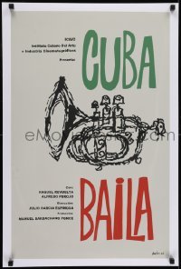 2b179 CUBA DANCES Cuban R1990s musical artwork of cool trumpet by Eduardo Munoz Bachs!