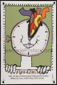 2b187 FILMINUTOS Cuban 1994 Munoz Bachs art of wacky clockface with film coming out of his head!