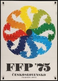 2b083 FFP '75 Czech 23x32 1975 artwork of many-colored film strips by Stefan Theisz!