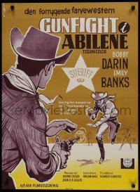 2b130 GUNFIGHT IN ABILENE Danish 1967 art of cowboy Bobby Darin in a showdown by Aage Lundvald!