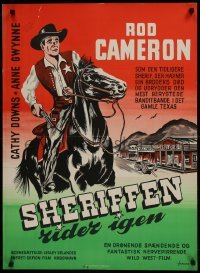 2b145 PANHANDLE Danish 1954 Rod Cameron, Cathy Downs, cowboy western art by V. Mailind!