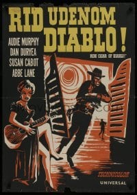 2b151 RIDE CLEAR OF DIABLO Danish 1954 different cowboy western art of sheriff Audie Murphy!