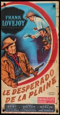 2b051 COLE YOUNGER GUNFIGHTER French 16x31 1958 great art of cowboy Frank Lovejoy in action!
