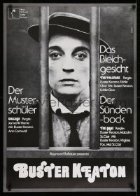 2b290 COLLEGE/GOAT/PALEFACE German 1970s different close-up of Buster Keaton behind bars by Hans Hillmann!