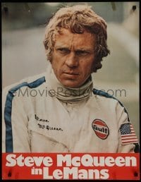 2b306 LE MANS German 1971 close up of race car driver Steve McQueen in personalized uniform!