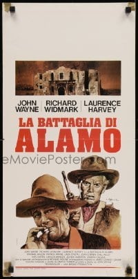 2b464 ALAMO Italian locandina R1971 Biffignandi art of John Wayne & Richard Widmark in Texas!